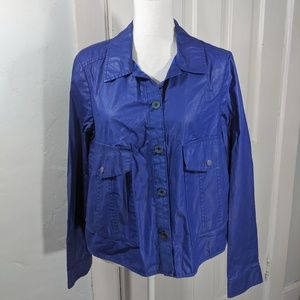 Hei Hei Anthropologie Blue Waxed Finish Jacket Women's Medium Pleated Back